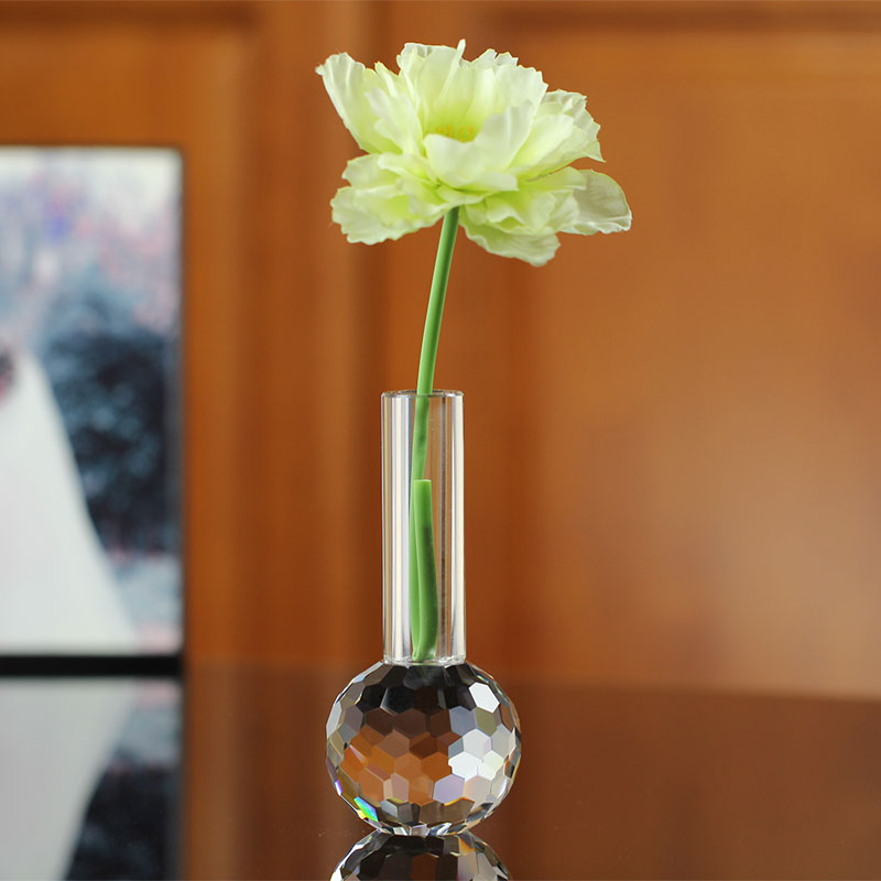 水晶玻璃花d瓶摆件办公桌面书房客厅餐桌玄关卧室家居装饰现代简