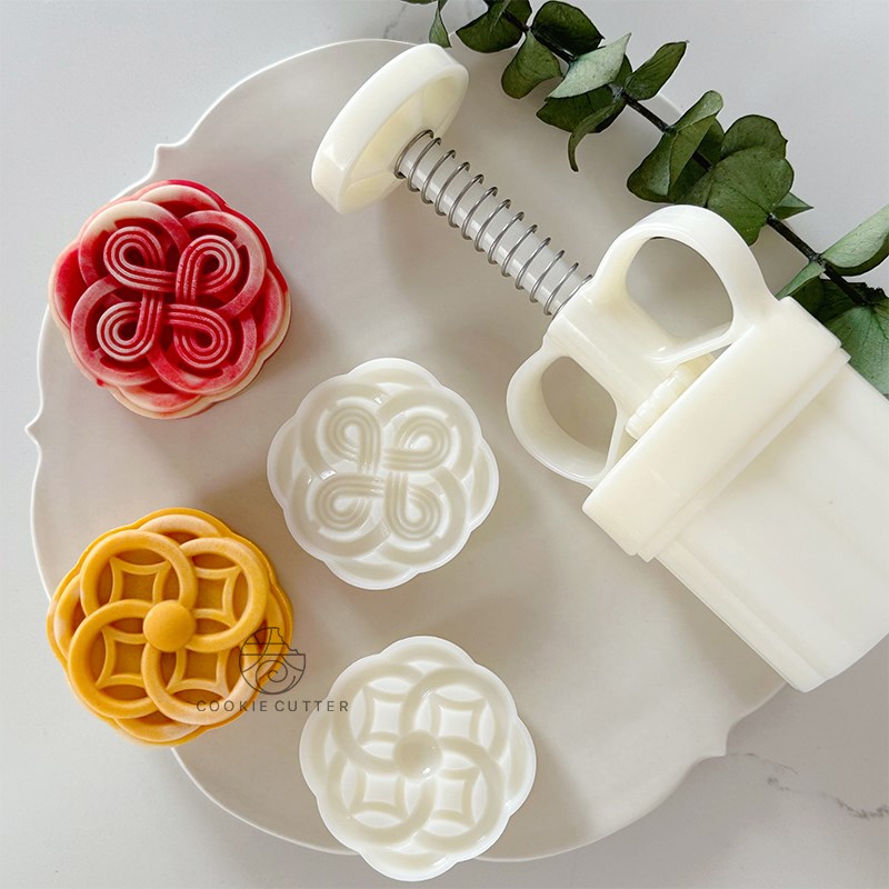 50g63g四方铜钱中秋节月饼模具 国潮发财福结Q中国结中式糕点模具