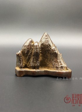 仿古实心铜假山摆件铜雕t件盆景迷你小山盆景装饰铜小假山铜山茶
