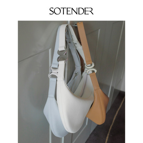 Sotender贝壳之美头层牛皮togo纹荔枝纹法式单肩斜挎腋下包女包