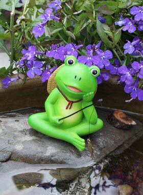 户外工艺草坪钓鱼微景观摆件鱼缸造景庭院青蛙装饰创意树脂花盆