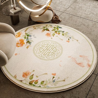 新中式圆形圈绒书房地毯客厅沙发茶E几毯大面积卧室衣帽间家用地