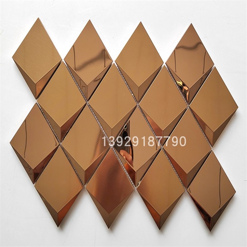 菱形立体金属f不锈钢马赛克瓷砖3D黑色拉丝KTV酒店场所装饰背景墙