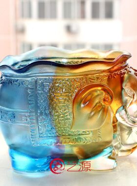 笔筒祥运吉祥送领导商务古礼物象实用礼品办公桌摆件琉璃摆件法