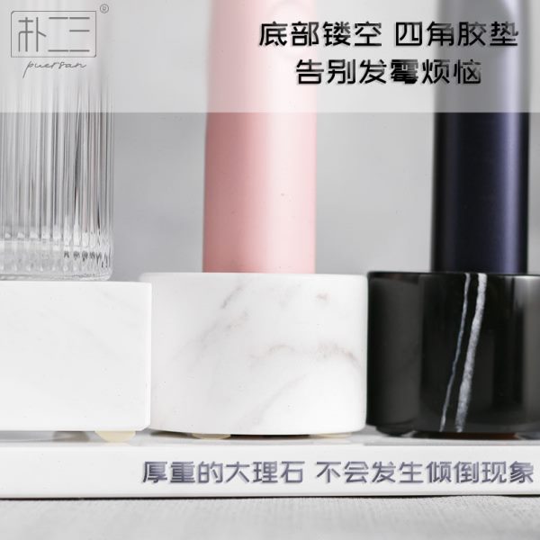 极简牙刷架单人双人电动底座大理石高端高级轻奢台式漱口杯置物架