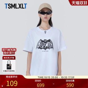 时尚 新款 设计纯棉T恤情侣 男女25夏季 TSMLXLT蝙蝠侠标识设计感短袖