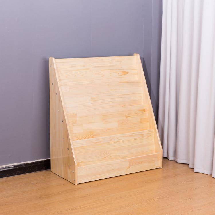 幼儿园木质书架四层阶梯式 儿童樟子松木书柜可定尺寸