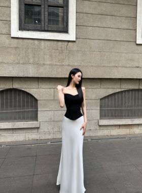 BETTER ME 流光缎面裙法式高腰气质显瘦