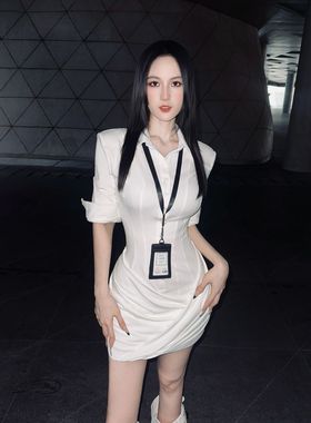 BETTER ME 欧美辣妹性感修身衬衫拼接连衣裙短裙