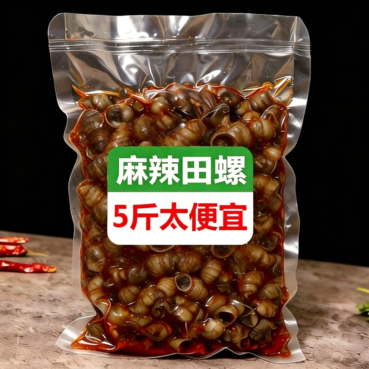 新鲜麻辣田螺夜宵摊摆摊网红嗦螺