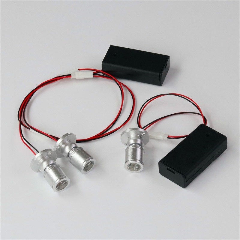电池盒迷你LED小射灯 手办盒展示柜台模型装饰灯3V 1W电池DIY灯泡