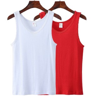 女士纯棉背心弹力螺纹全棉中老年妈妈红色本命年吊带内搭窄肩汗衫