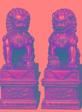 铜狮子摆件纯铜一对家用客厅门口招财大小号家居玄关装饰工艺摆设