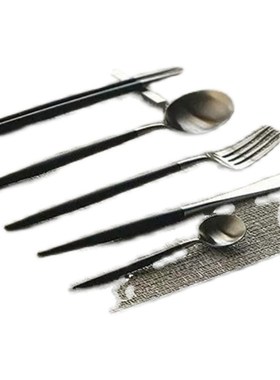 新款 葡萄牙Cutipol复古黑银纯手工不锈钢餐具牛排刀叉勺筷子套装