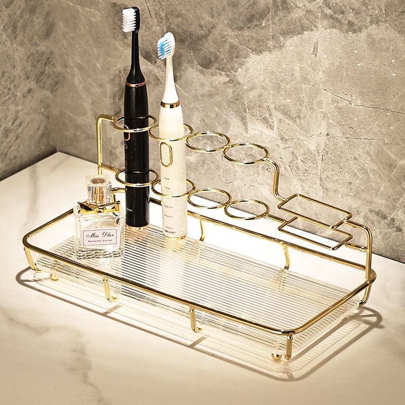 轻奢电动牙刷置物架亚克力卫生间洗漱台家用牙膏漱口杯套装收纳架