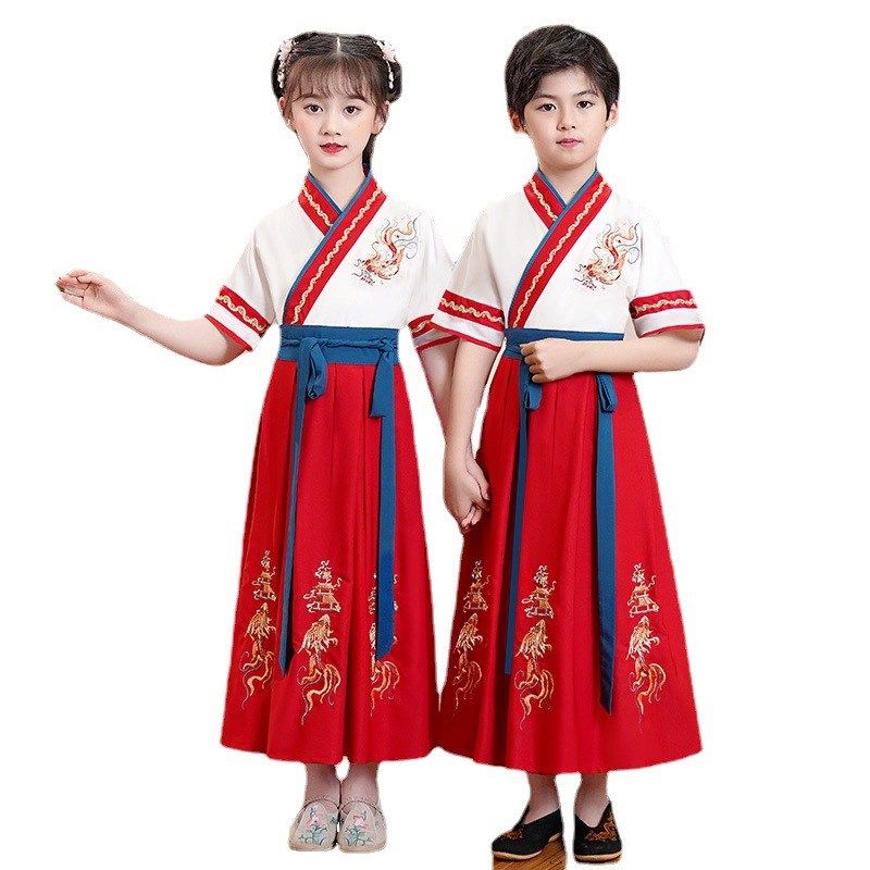 儿6童春秋8国学服开笔礼书童汉服夏季古装中国风唐装女薄款演出服,女装/女士精品,汉服半身裙,淘宝优惠券,粉丝福利购,淘宝优惠卷