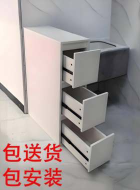 半墙浴室柜隔断柜储物柜浴室干区一体化柜侧柜拉出柜洗脸盆区储物