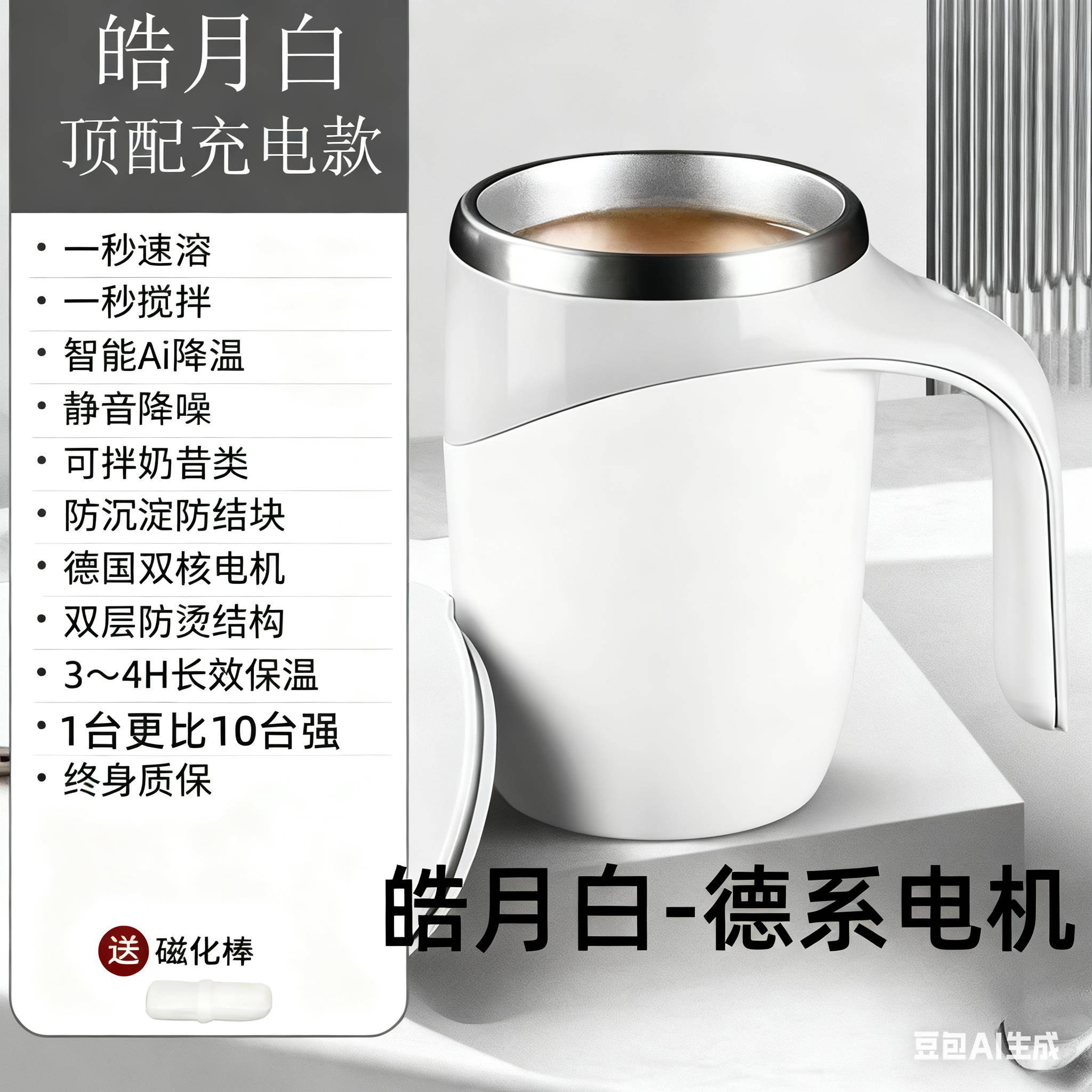 新款全自动搅拌杯不锈钢跨境爆款咖啡杯牛奶电动磁力旋转充电水杯