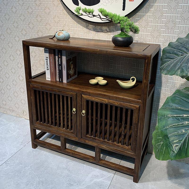 新中式老榆木实木储物柜家庭型整装茶水柜日式客厅靠墙收纳餐柜