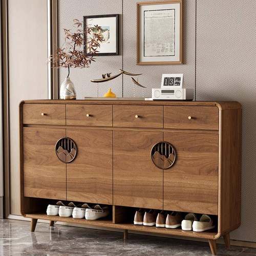 鞋柜家用门口实木色入户新中式玄关大容量客厅储物现代简约门厅柜