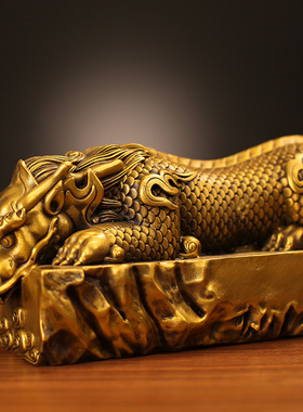 全黄铜吐水吸水兽蚣蝮镇避水瑞兽玄关酒柜办公桌装饰摆饰吸水兽