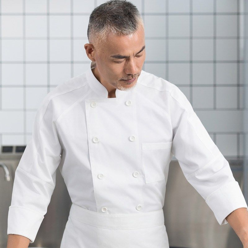 酒店高端厨师工作服男女长袖饭店食堂蛋糕烘焙后厨白色双排扣定制,男装,工装制服,淘宝优惠券,粉丝福利购,淘宝优惠卷