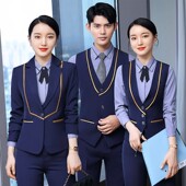 职业马甲套装 女酒店餐饮服务员工作服前台收N银员工装 空姐制服秋