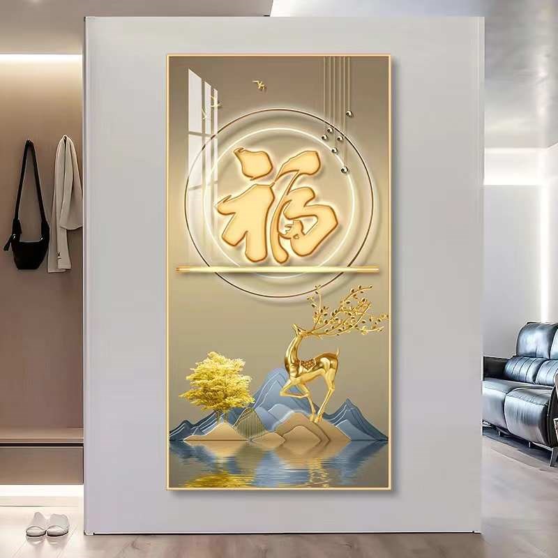 新款装饰画玄关现代走廊客厅背景竖挂画大气入户版墙壁简约过道画