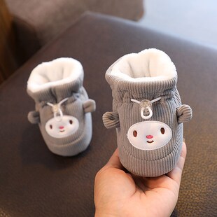 0一1岁男女宝宝棉鞋 秋冬季 袜加绒软底学步鞋 12个月婴儿鞋 新生儿6