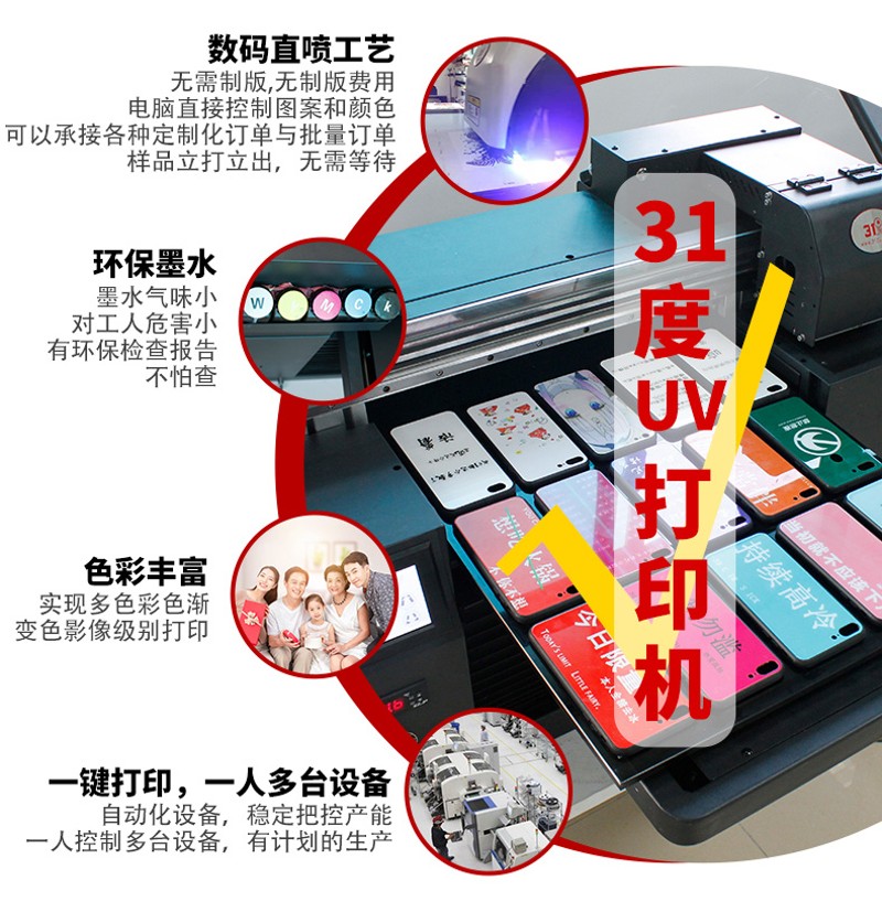 小型uv平板打印机亚克力u金属标牌铭牌水晶玻璃圆柱酒瓶喷绘印刷图片