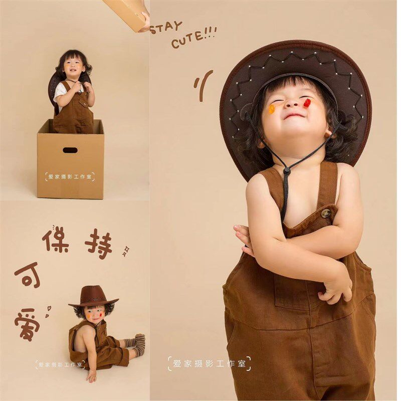 儿童摄影服装f牛仔背带裤可爱男女宝宝拍照服装影楼艺术照拍摄道