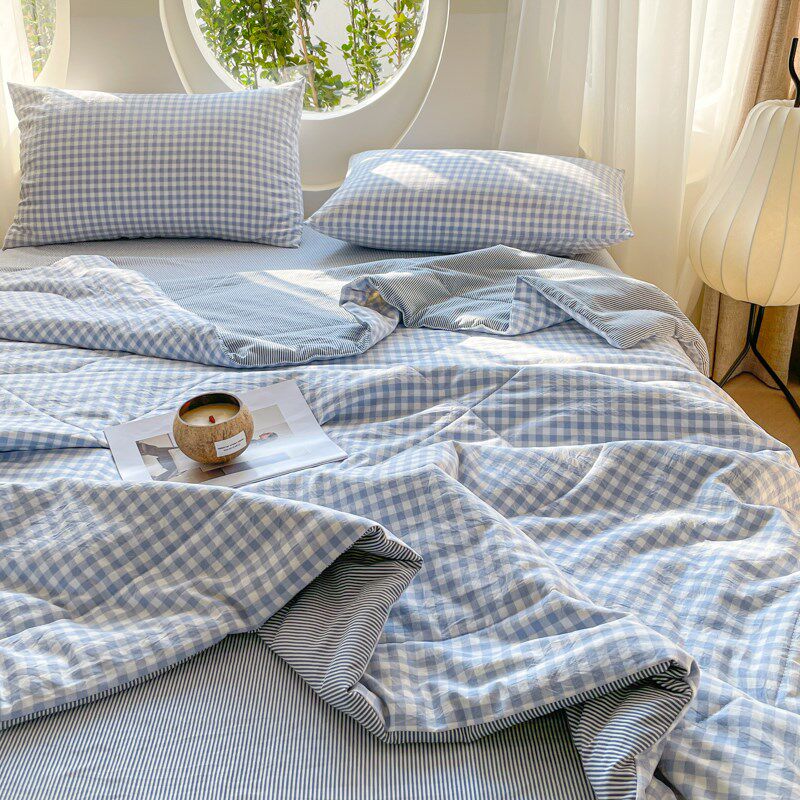 云朵棉格子夏被空调被单人被子儿童被子夏凉被双人被芯200x230cm