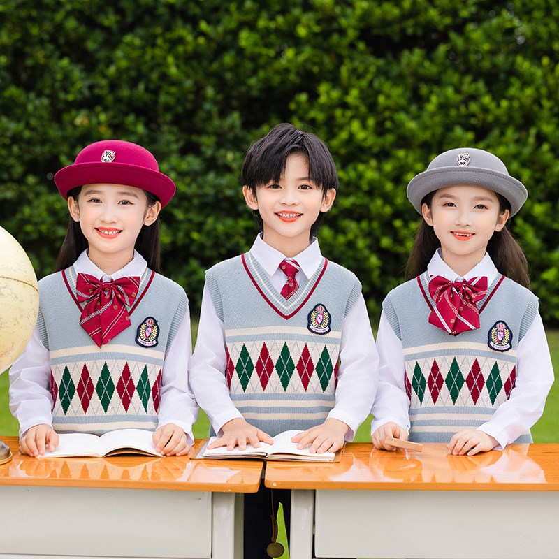 幼儿园园服春秋装校服套装英伦风小学生两件三件套棉毛衣儿童班服