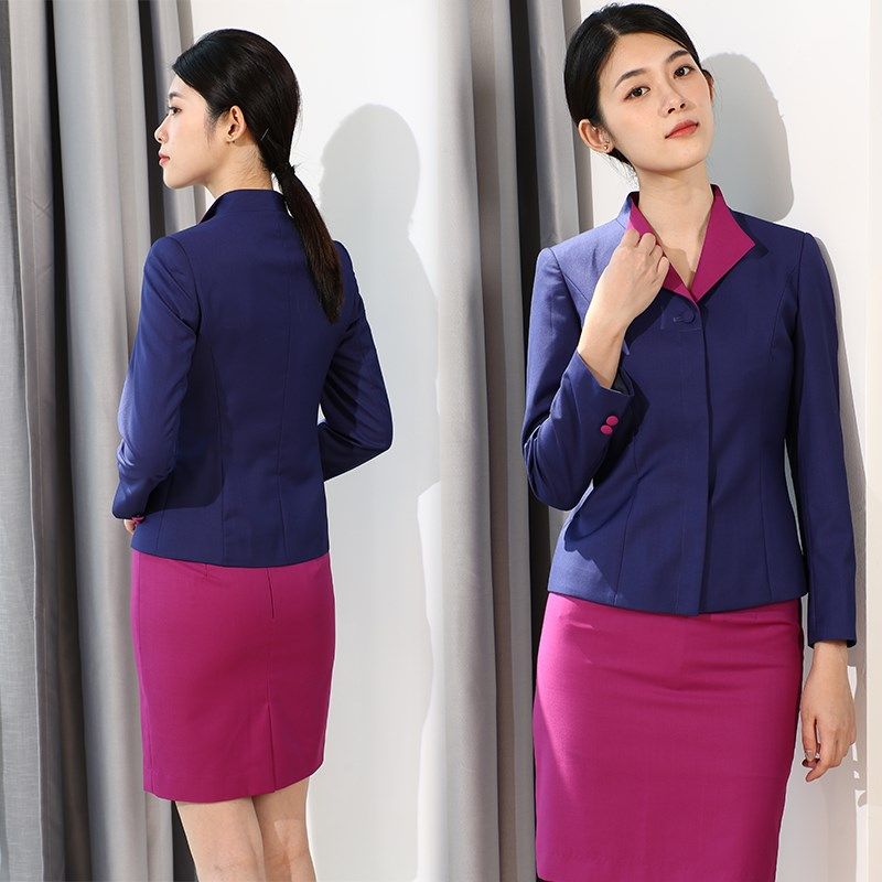美容师工作服女秋冬空姐制服职业A套装女裙装售楼部高端前台工作