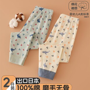 2件装儿童纯棉秋裤男童r秋冬款线裤中小童无骨保暖长裤宝宝打底裤