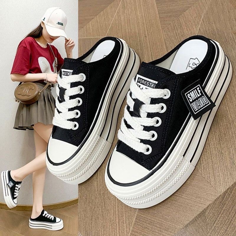 帆布鞋女爆款半拖鞋小码女鞋313233小脚特小34码33小个子懒人拖鞋,女鞋,包头拖,淘宝优惠券,粉丝福利购,淘宝优惠卷