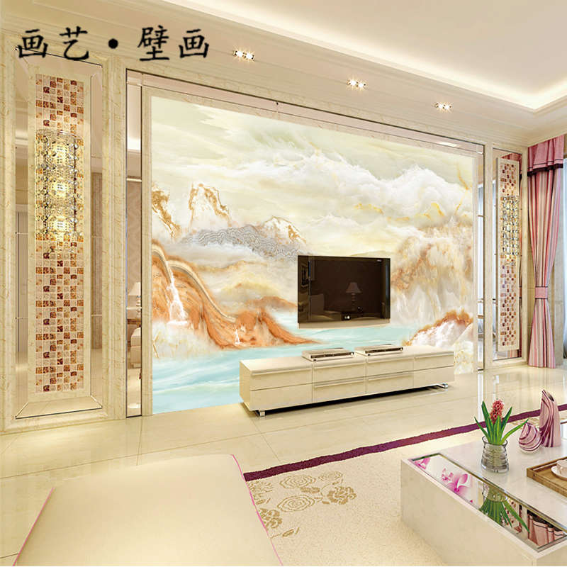 布影视仿大理石壁画背景墙墙电视欧式客厅8d大气立体墙纸壁纸装饰图片