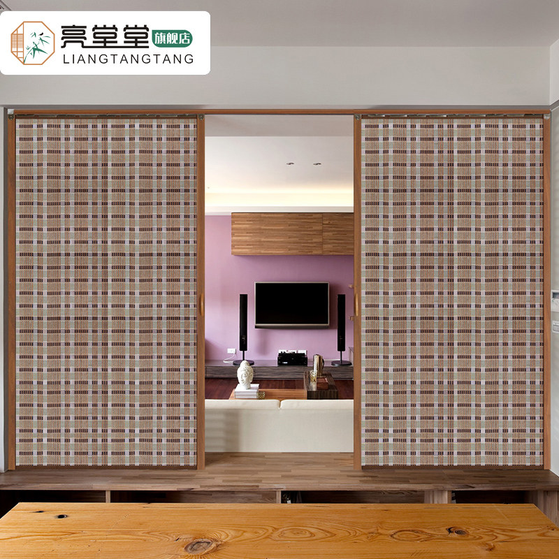 竹帘子折叠推拉门隔断拉帘客w厅装饰屏风窗帘家用厨房商铺竹帘门