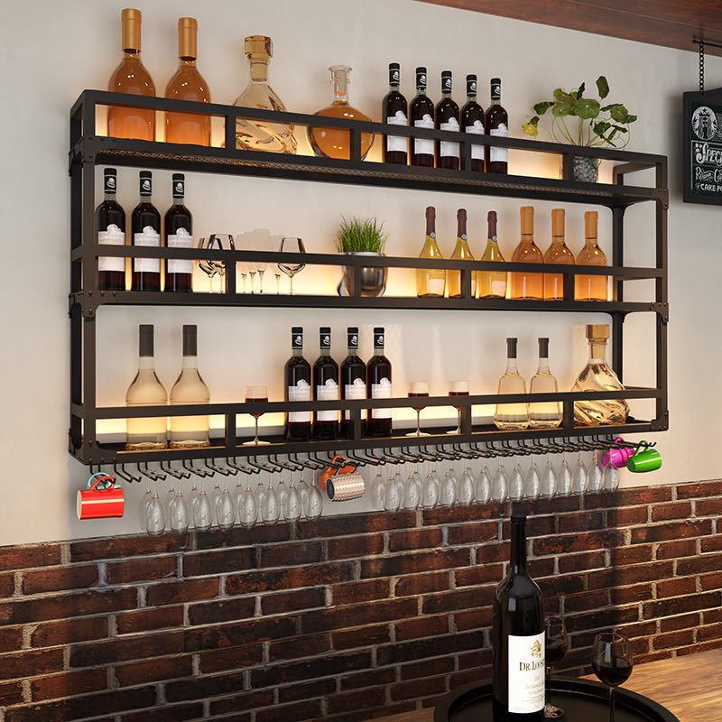 壁挂式酒架酒吧红酒展示架倒挂酒杯架墙上置物架热门酒架酒柜挂墙