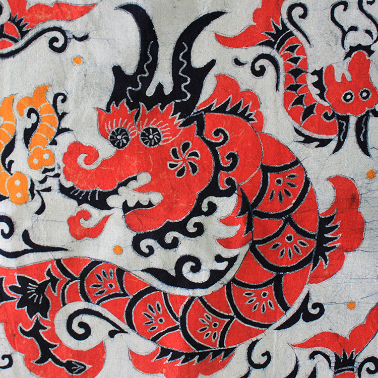蜡染画苗家鱼龙纯棉隔断帘餐厅酒吧装饰手工布艺挂画卧室厨房门帘图片
