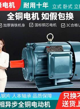 全铜三相异步电动机立式0.75/1.1/1.5/2.2/3/4/5.5/7.5W电机380V