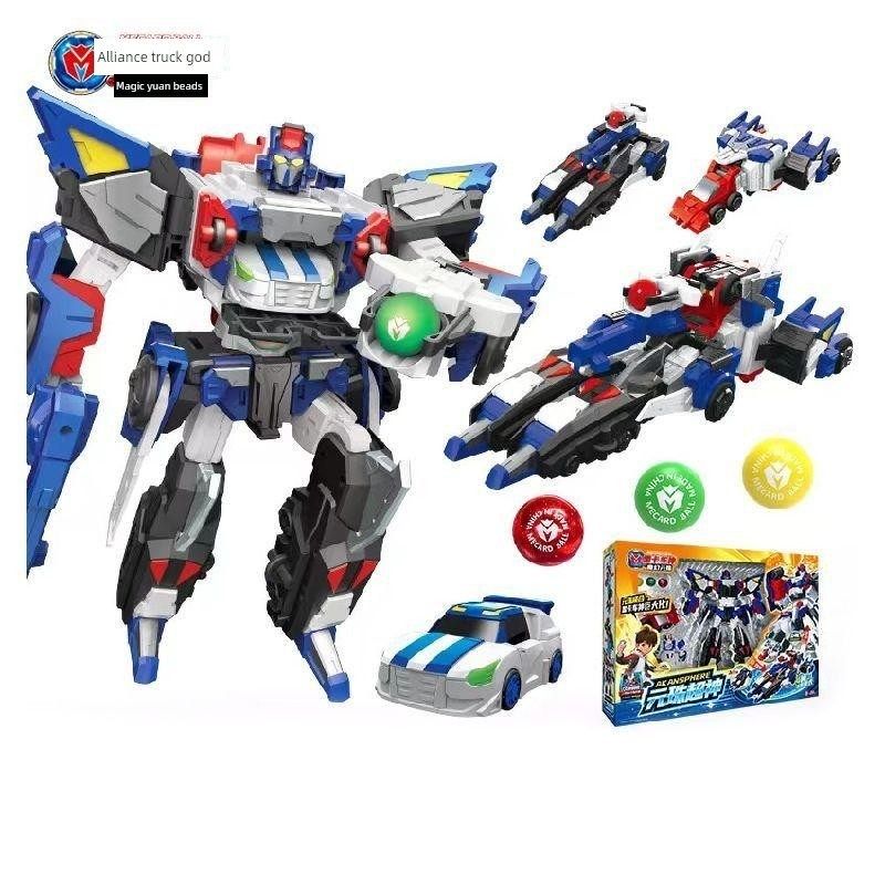 联盟卡车神魔法元珠3元珠超级神战锤兽神狼羽凤凰神儿童变形机器