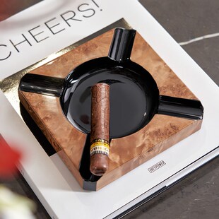 漆器工艺品烤漆烟灰缸木质高端大气上档次高级感客厅茶几装饰摆件