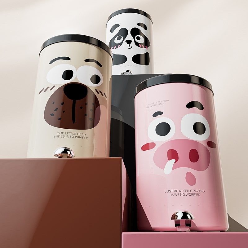 脚踩垃圾桶家用2024新款客厅厨房大容量可爱动物表情脚踏式垃圾筒