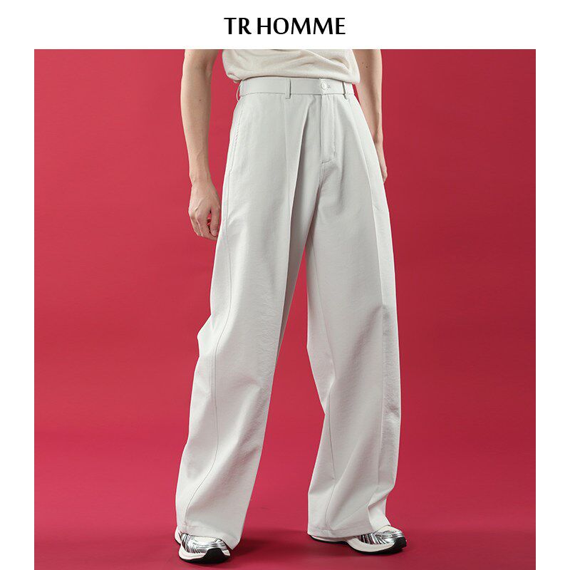 TR HOMME 2025春季新款垂直感阔腿裤男纯色百搭高级感痞帅西裤男