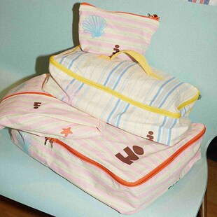 Tagi.《塔皮星》印花可爱条纹便携I分装袋行李箱四件套收纳袋