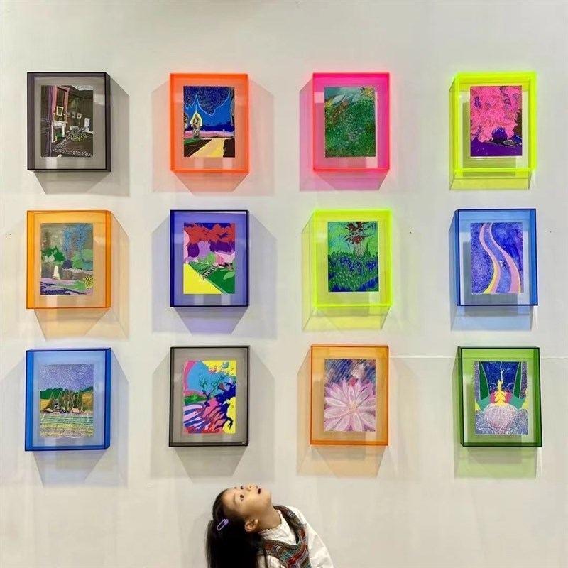 亚克力透明相框摆台inps照片展示框A3A4免打孔挂墙彩色摆件高级感