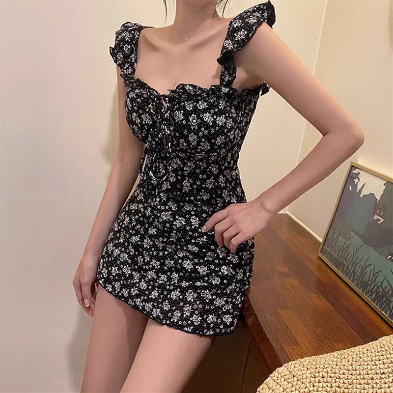 泳衣女士小碎花连体裙式遮肚显瘦2025夏季新款大码遮肉高级感泳装