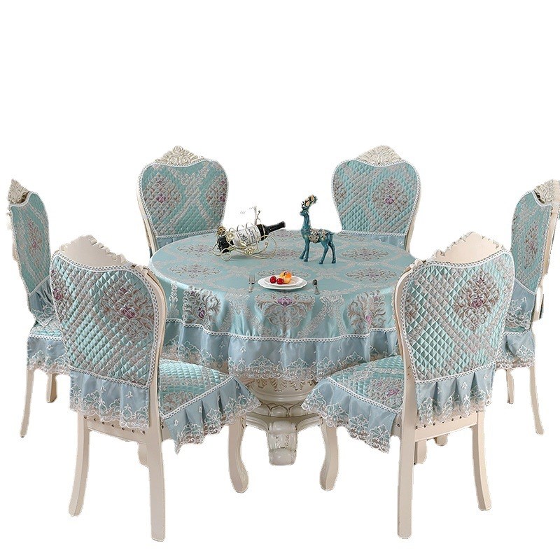 新款欧式椅子套椅子垫餐桌布家用现代简约圆桌布茶几布餐椅垫套装