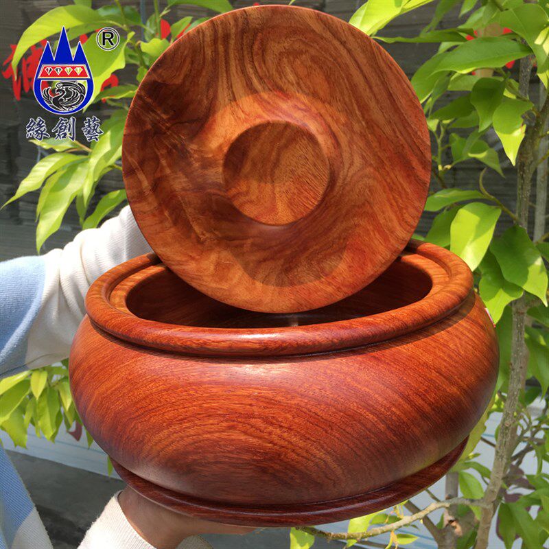 红木果盆缅甸花梨收纳盒大果紫檀储物罐整木料八宝盒挖空料聚宝盆